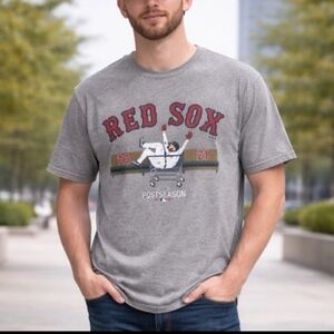 ’47 Brand Boston Red Sox 2021 Postseason T-Shirt Size M MLB Gray Graphic Tee